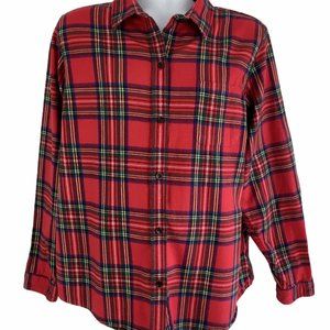 LL Bean Womens Vintage Plaid Flannel Shirt 2X